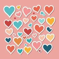 a collection of hearts on isolated background vector