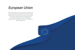 Wave flag of European Union with copyspace background vector