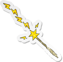 retro distressed sticker of a cartoon magic wand png