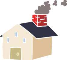 dessin animé doodle maison avec cheminée fumante png