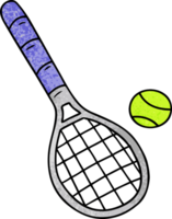 textured cartoon doodle tennis racket and ball png