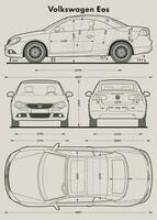 2010 VW EOS car blueprint vector