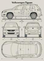 2010 VW Tiguan car blueprint vector