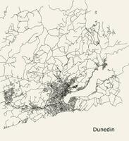 Vector city road map of Dunedin, New Zealand