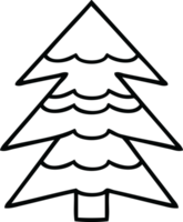 árbol cubierto de nieve de dibujos animados de dibujo lineal png