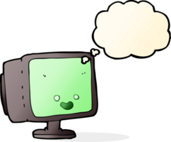 cartoon computer screen with thought bubble png