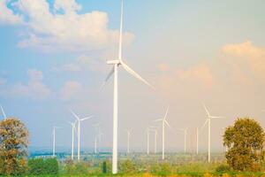 Windmills for electric power production. photo