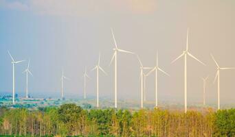 Windmills for electric power production. photo