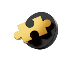 Gold Puzzle piece disconnected from Black circle concept for leadership 3d illustration png