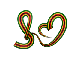 3d bandiera di Zimbabwe, cuore sagomato ondulato consapevolezza nastro bandiera png
