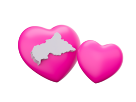 3d Shiny Pink Hearts With 3d White Map Of Central African, 3d illustration png