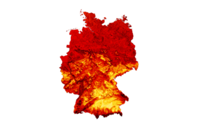 mapa da alemanha com as cores da bandeira ilustração 3d do mapa de relevo sombreado vermelho e amarelo png