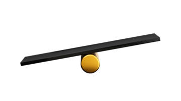 3d Black Balance Weight seesaw, Leaning Left Side To The Ground, 3d illustration png