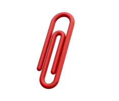 Red Paper clip. 3d icon. Cartoon minimal style png