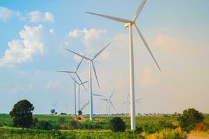 Windmills for electric power production. photo