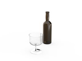 3D rendering of empty bottles and glasses png