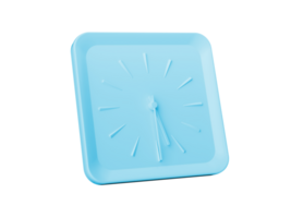 3d Simple Blue Square Wall Clock Six Thirty Half Past 6 3d illustration png