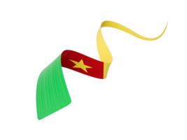 3d Flag Of Cameroon 3d Wavy Shiny Cameroon Ribbon, 3d illustration png