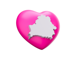 3d Pink Heart With 3d White Map Of Belarus, 3d illustration png