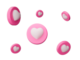 rosa hjärta ikoner faller 3d illustration png