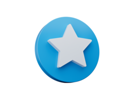 Blue rating star icon sign or review success award symbol 3d illustration png