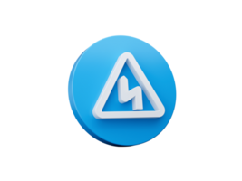 Double bend first to the left warning sign Blue 3d Icon 3d illustration png