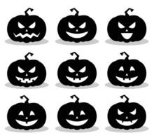 Ilustration of halloween pumpkin icon with various facial expressions vector