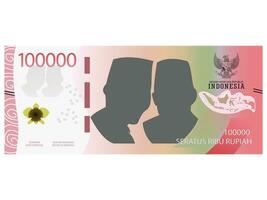 ilustración de indonesio rupia, 100 mil rupia vector