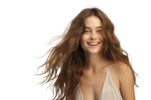 AI generated Natural Woman Smiling on Transparent Background png