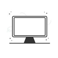 Computer monitor display with empty screen isolated on light background. vector