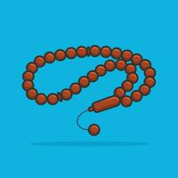 sencillo tasbih musulmán jugador rosario dibujos animados vector ilustraciones religión icono vector diseño