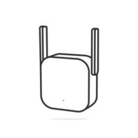 Black wi-fi range extender with small antennas plugged into an electrical outlet. Vector illustration