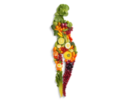 ai généré en bonne santé femme silhouette de Frais des légumes png