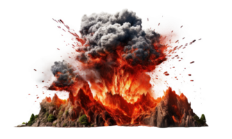 ai generado volcánico erupción natural desastre aislado en transparente png