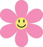 rosado sonriente flor icono aislado en blanco antecedentes . vector ilustración