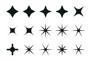 Set of black price sticker, sale or discount sticker, sunburst badges icon. Stars shape with different number of rays. Special offer price tag. Red starburst promotional badge set, shopping labels vector
