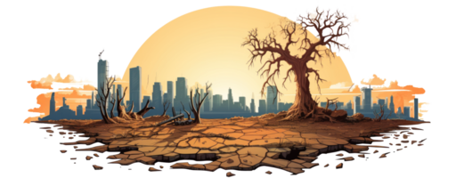 AI generated Natural Disaster Drought Illustration on Clear Background png