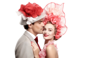 AI generated Romantic Couple in Elegant Attire Kissing png