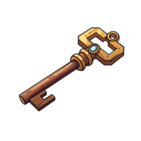 AI generated 2D Ancient Treasure Chest Key Game Asset Design png