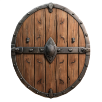 AI generated a wooden shield with rivets on it png