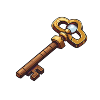 AI generated 2D Ancient Treasure Chest Key Game Asset Design png