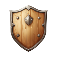 AI generated a wooden shield with rivets on it png