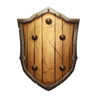 AI generated a wooden shield with rivets on it png