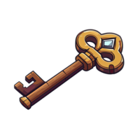 AI generated 2D Ancient Treasure Chest Key Game Asset Design png