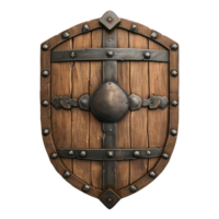 AI generated a wooden shield with rivets on it png