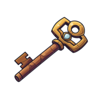 AI generated 2D Ancient Treasure Chest Key Game Asset Design png