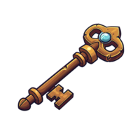 AI generated 2D Ancient Treasure Chest Key Game Asset Design png