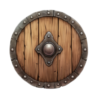 AI generated a wooden shield with rivets on it png