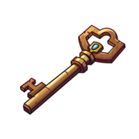 AI generated 2D Ancient Treasure Chest Key Game Asset Design png