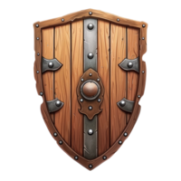 AI generated a wooden shield with rivets on it png